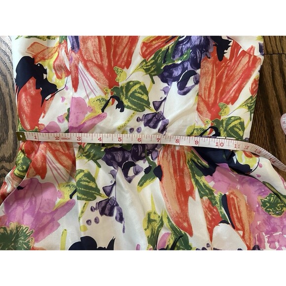 J Crew Strapless 100% Silk Mini Dress Size 0 Cream Watercolor Lined Pockets EUC - Picture 13 of 14